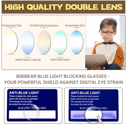 Image of BiBiBear Bluelight Kids Glasses Unbreakable Glasses | TR90 Frame for New Year Gifts, 360 Flexible, Lightweight & Safe Eyeglasses for Kids Age 2-15