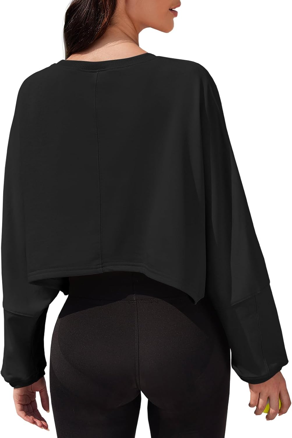 Tankaneo Womens Long Ballon Sleeve Sweatshirts Tops Cropped Crew Neck Loose Fit Casual Workout Shirts - Image 6