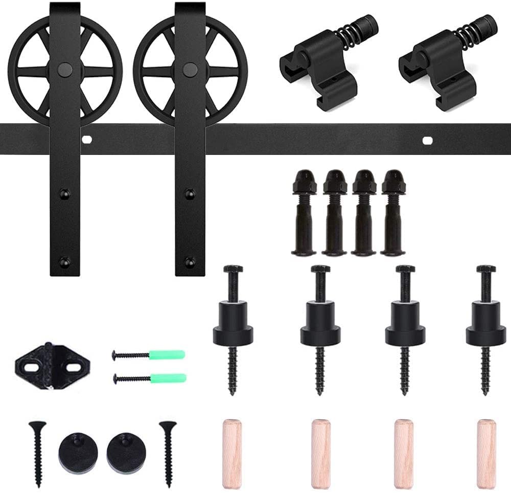 CCJH 6.6FT Kit di Guide Per Porta Scorrevole, 200 cm, Kit di Binari Per Porta Scorrevole (Forma di Rullo di Grandi Ruote)