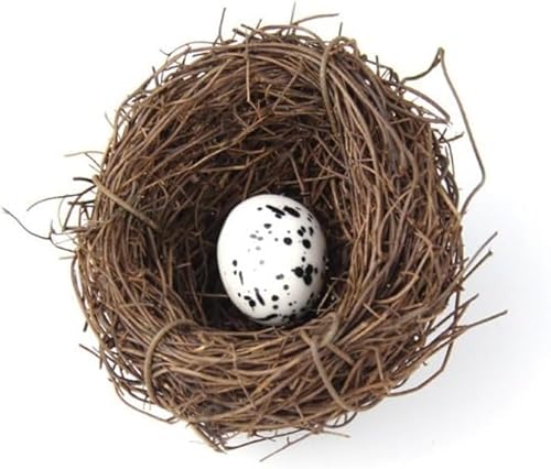 Jowxsx Artificial Bird Nest, Bird Nest with Artificial Bird Eggs, Country Style Simulation Twig Bird Nest for Handmade Easter Rattan Nest Easter Supplies Nests Birdcage Accessories