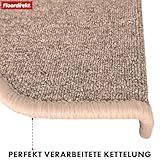 Floordirekt Treppenstufen Matten - London Pro Beige - 1 Stück Stufenmatten Treppenteppich halbrund 25x65 cm