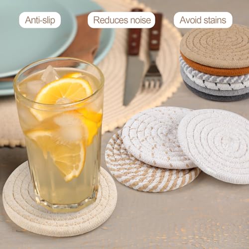 image for vivinin 10 Psc Cotton Coasters, Absorbent Boho Coasters, Coasters for 