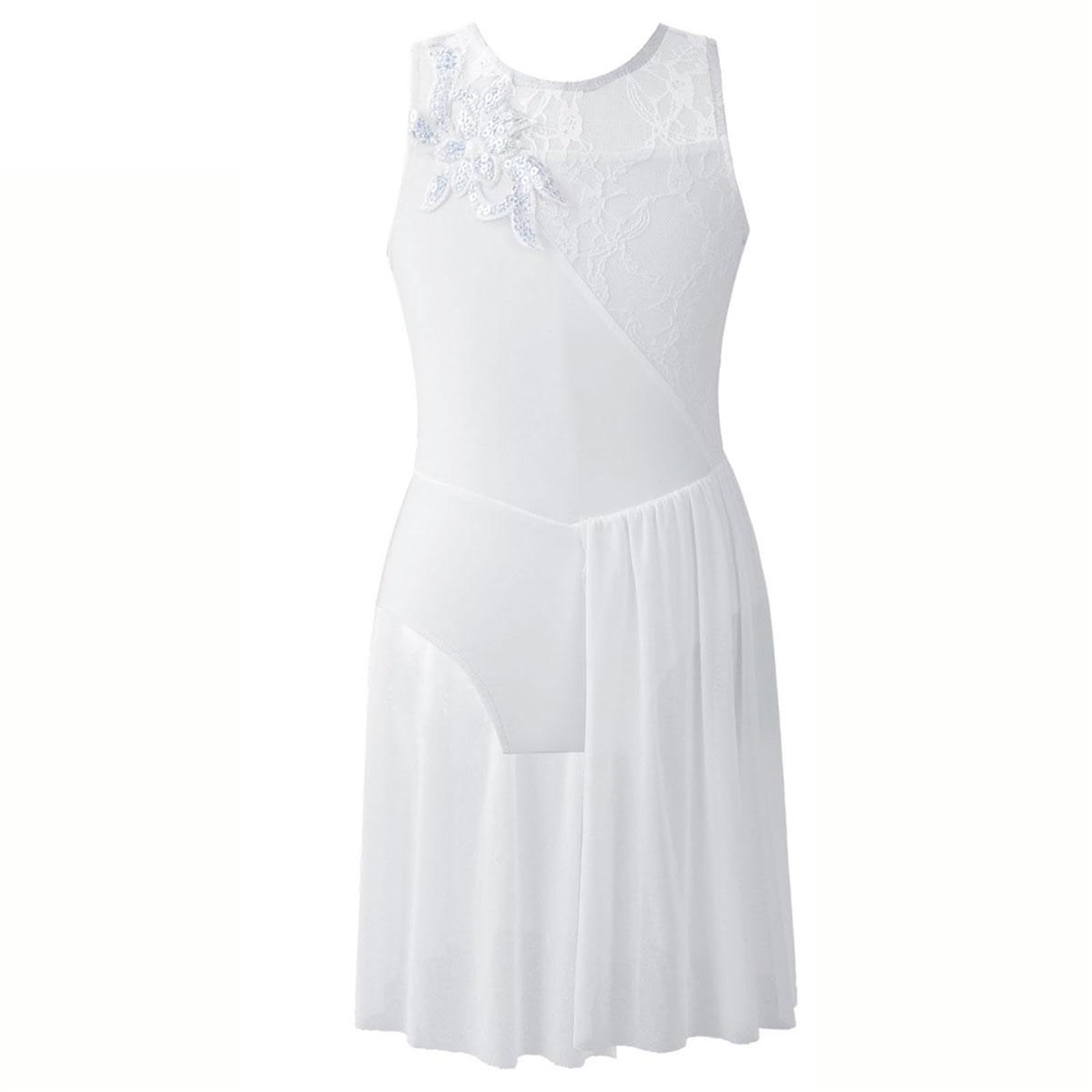 Disfraz Gimnasta NiñA Vestido de Patinaje sobre Hielo for niñas, Vestido de Patinaje artístico de Tul Blanco, Traje de Ballet, Leotardo de Gimnasia, Ropa de Baile(B-Pink,14)