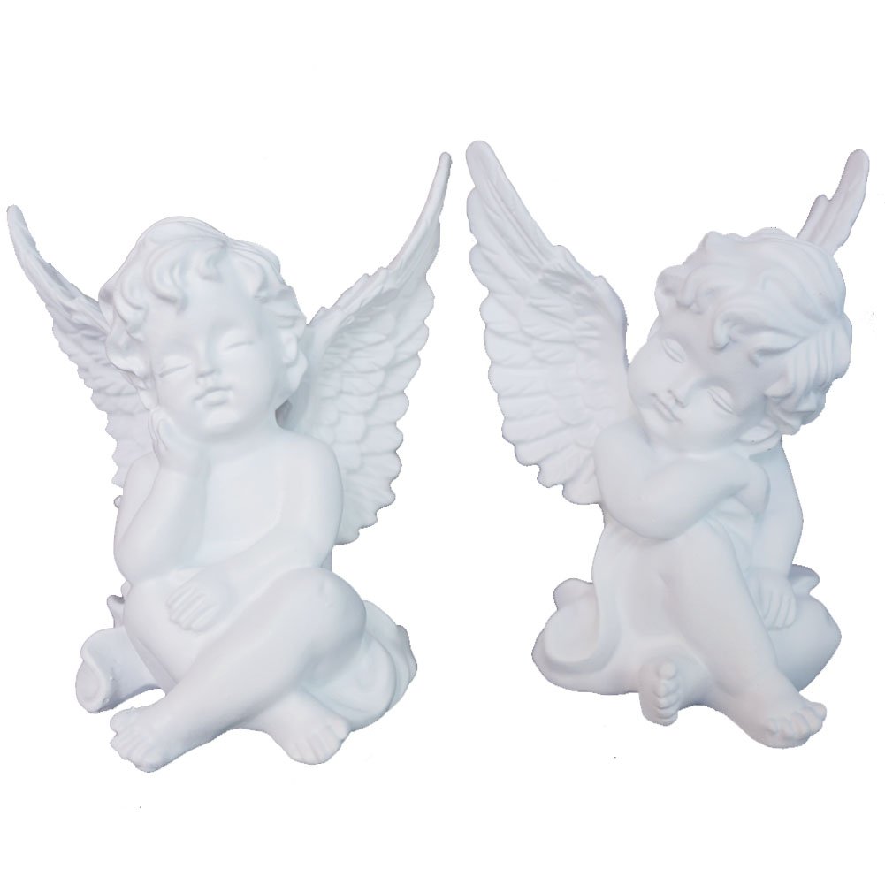 KiaoTime l Set of 2 Resin Adorable Cherubs Angels Statues Figurine