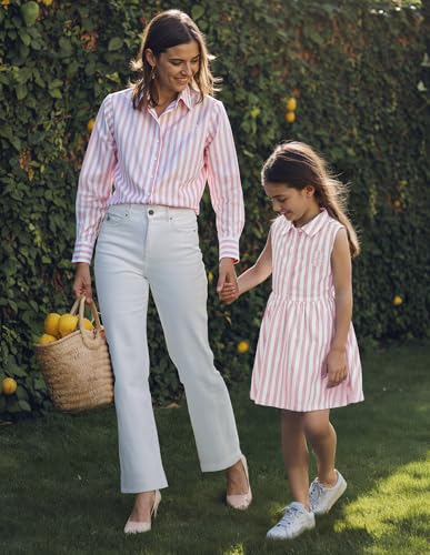 Image of U.S. Polo ASSN. Kids Dress for Girls - 100% Cotton, Sleeveless, Striped Pattern, Casual Girls Dress