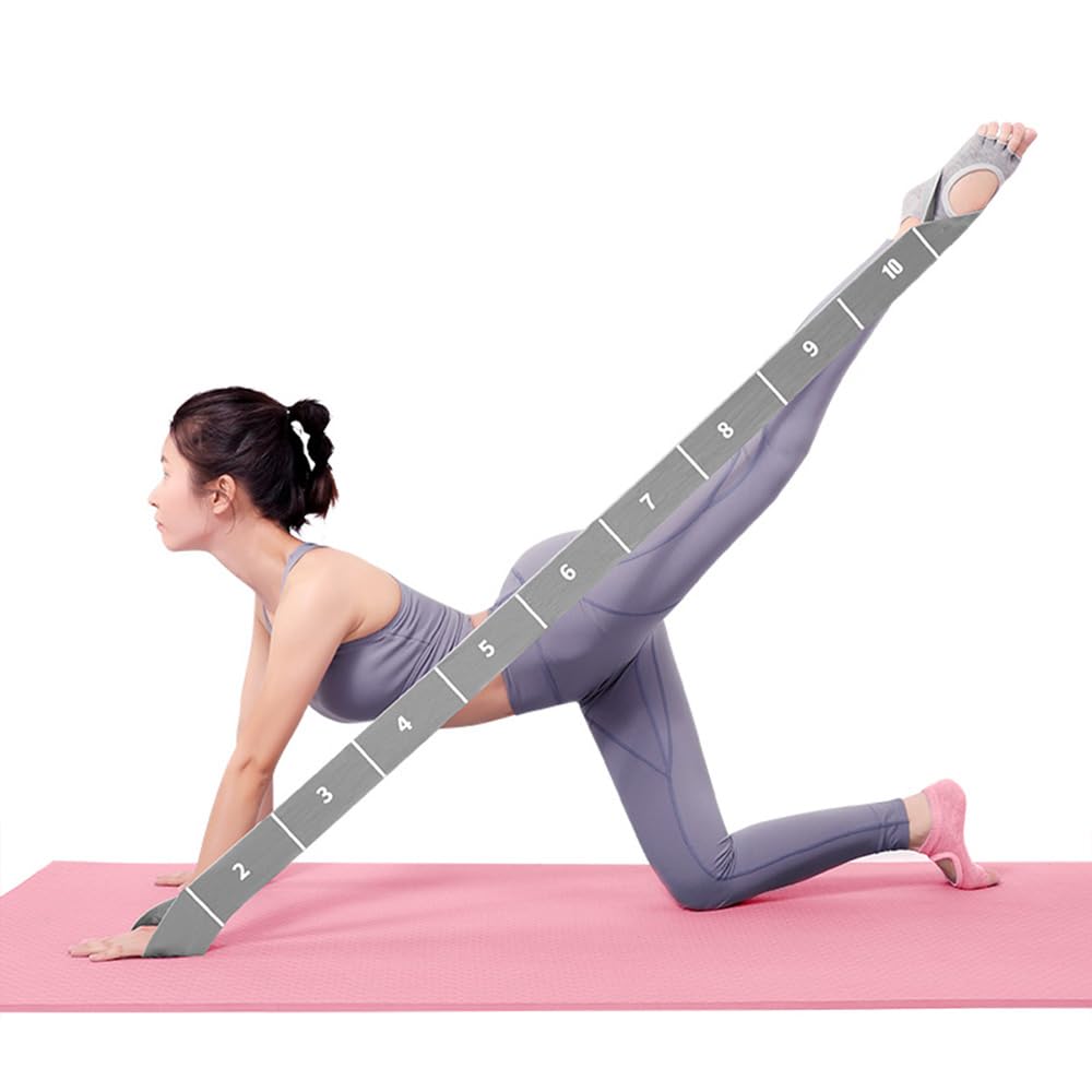 Xensamy 11 Loops Stretch band - Yoga, Pilates, Ballet, and Physical Therapy Stretching strap for Flexibility, Leg Stretching, and Exercise - Durable