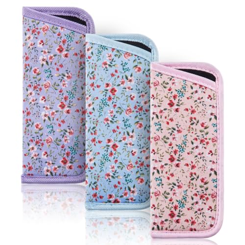 Image of TRIUMPH VISION Reading Glasses Pouch Eyeglass Sleeve Soft Case Slim 3 Pack | Alternative to Bulky Case Lightweight,Neoprene Lined Padded Protect Optical lens Slip in, Cute Pattern Portable for Daily Use