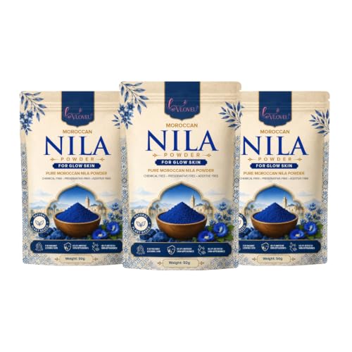 Image of VLOVEU Moroccan Nila Powder For Face - 50 g, Pack of 3 | Nila Powder Morocco | Tan Removal Face Pack Powder For Women | De Tan Mask Beauty Ritual Home Care