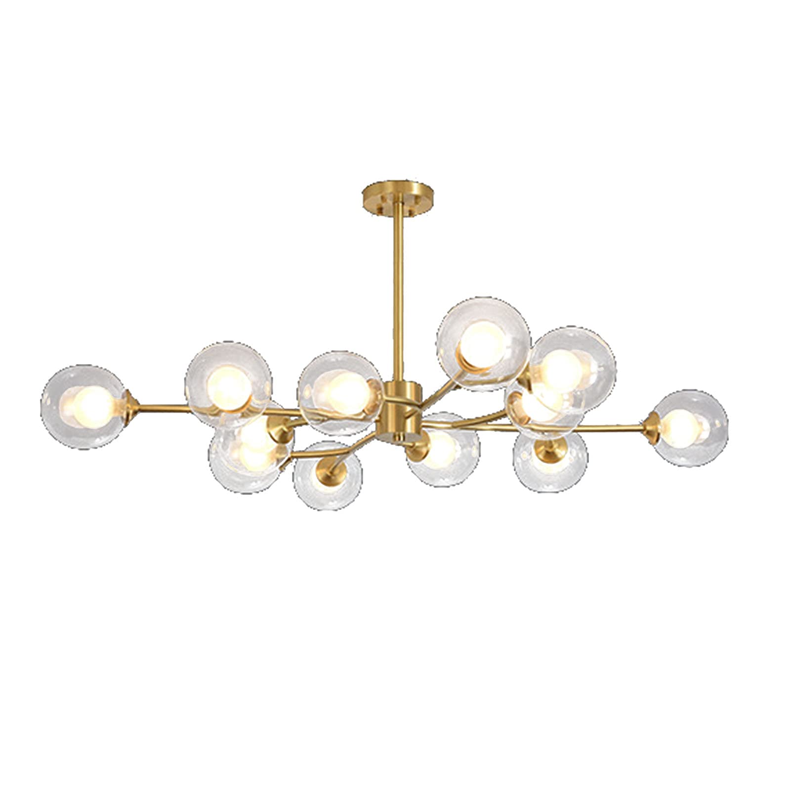 KXEcoLife Living Room Bedroom Dining Magic Bean Molecular Light,Simple Creative Branches Chandelier,G9 Nordic All Copper Chandelier-Copper and ball cover 12t