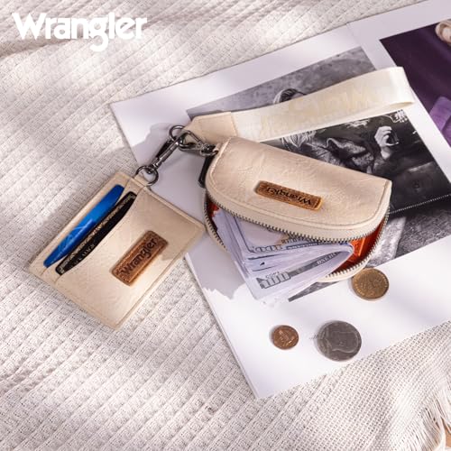 Image of Wrangler KeyChain Wallet Wristlet Wallets for Women Dual Pouch Wristlet with Zipper Womens Credit Card Holder Wallet
