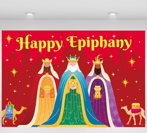 Pancarta Reyes Magos, Banderola de Reyes Magos Exterior Navidad, Pancarta Feliz Navidad, Telón de Fondo de Reyes Magos, Banderola de Navidad para Fiestas Infantiles, Navidad, 150 x 100cm (Rojo)