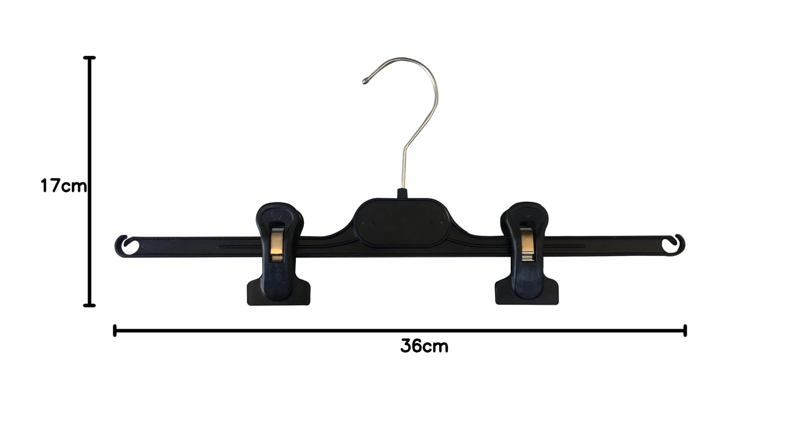 Kiroplast Perchas para Pantalones Colgadores para Perchas Pantalones Perchas para Faldas Pinzas Perchas Faldas 36cm (40, Negro)