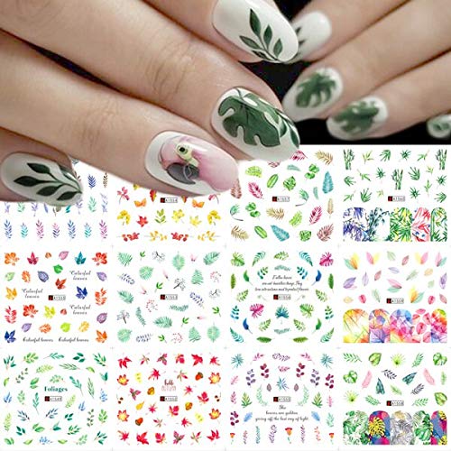12 Designs Cactus Water Decals Nail Sticker Green Plant Leaf Watermark Flakes Slider Tattoo Nail Art Decoration LABN1261-1272-1 (A1549-1560)