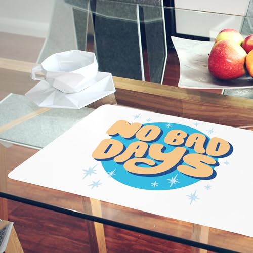 Napperons blancs No Bad Days message positif en liège pour une décoration de table axée Bien-Être - 6