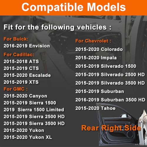 Image of Door Lock Actuator Compatible with 2015-2019 CTS XTS Silverado 1500 Sierra 1500 Suburban Yukon Select Models Rear Right Passenger Side