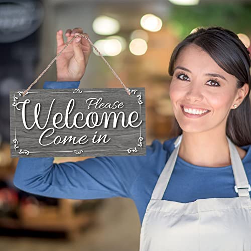 Superdant Natural Wooden Store Come In/Come Back Business Sign Welcome Come In & Metting In Piogiess Two Sided Reversible Store Hanging Sign For Office Meeting Room #TOP2