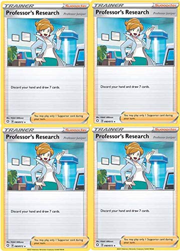Pokemon Trainer Card Set - Professors Research Juniper 060 072 - Sword Shield - Shining Fates - x4