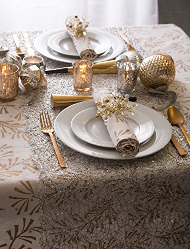 Dii Holiday Dining Table Linen Metallic Fabric Kitchen Décor, Christmas Tablecloth, 60X84, Gold Holly Leaves #TOP3