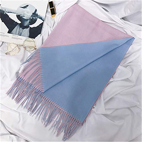 Écharpe double-face bicolore en maille dense | Châle long d'exception