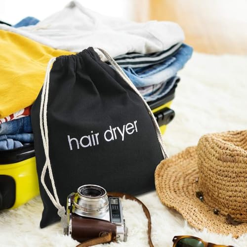 YISIFEINUO Hair Dryer Bag Travel Storage Drawstring Blow Pouch Container Hotel Bags Hairdryer Case Organizer Hair Dryer Holders for Travel Bathroom 33x30 cm (Black) - Image 2