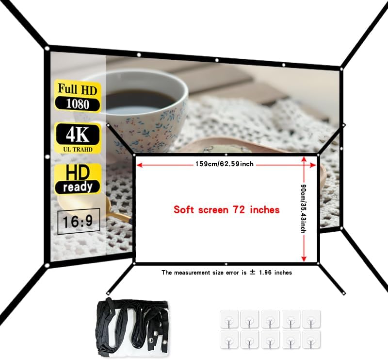 16:9ポータブル折りたたみ式ホワイトソフトスクリーン、60〜150インチの 壁掛け拡張投影スクリーン(150 inch -YCK)
