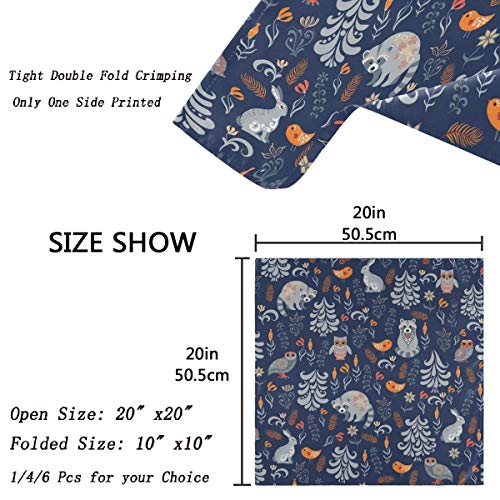 Zzwwr Autumn Forest Animal Birds Vintage Floral Cloth Napkins, Set Of 6 20 X 20 Inch Soft & Comfortable Polyester Dinner Napkin For Family, Restaurant, Weddings, Parties #TOP3