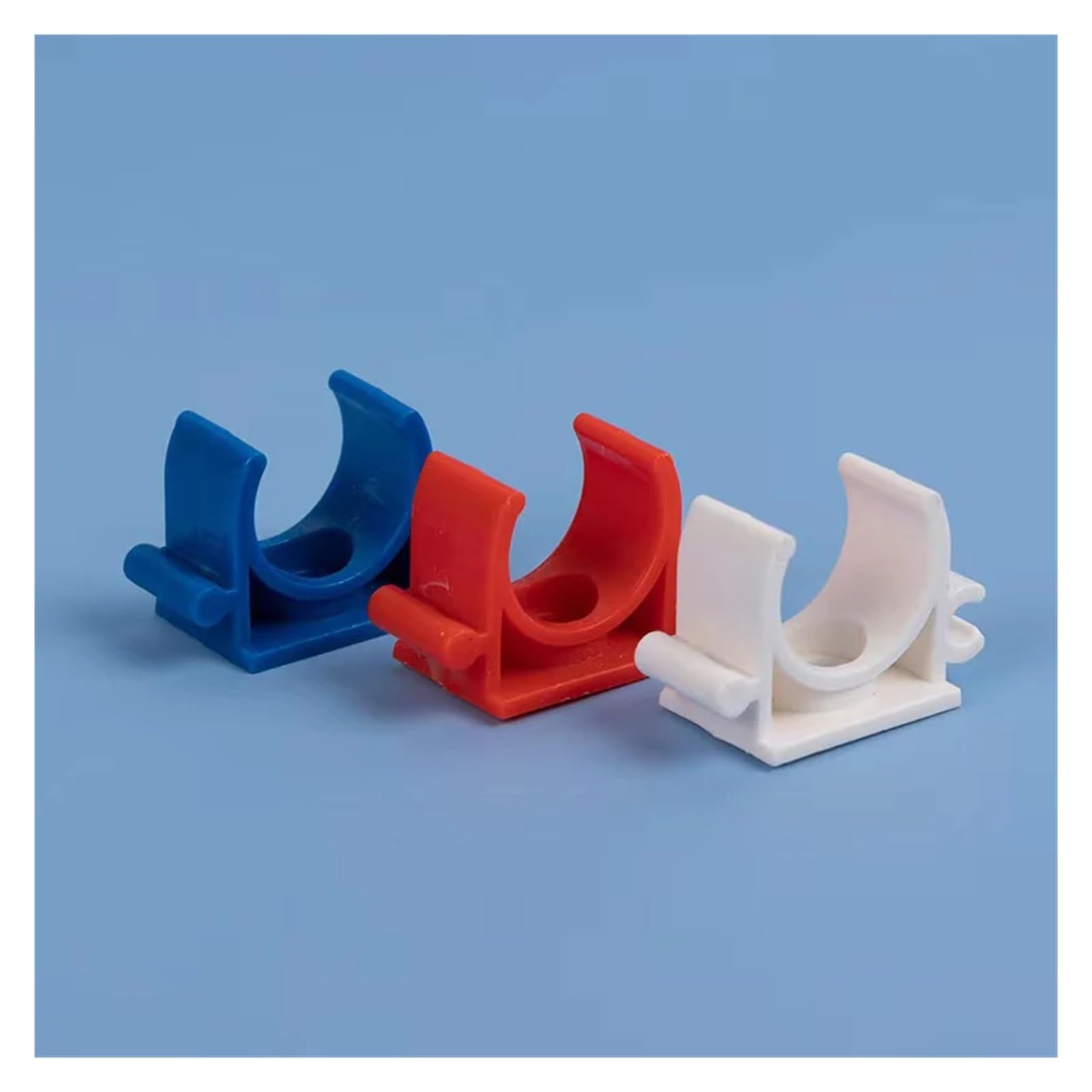 Plastikowe klipsy do węży 50 szt. 16-20mm średnicy zacisku rurowego z tworzywa sztucznego PVC złącza rurowe typu U złącza węży wodnych akcesoria ogrodowe(White 50pcs,20mm)