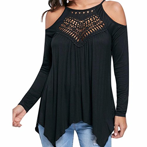 Camisa de Mujer Clubwear Atuendo Casual Otoño e Invierno Manga Larga Tops Blusa Enredadera Camisetas LMMVP (S, Negro)