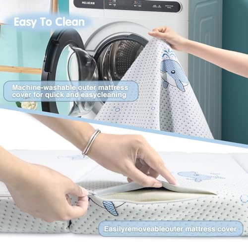 Image of Trifold Pack and Play Mattress, 38 inchx26 inchx3 inch Soft & Firm Foldable Memory Foam Baby Mattress for Pack N Play, 3 Inch Thick Pack N Play Mattresses with Carrying Bag, Breathable & Washable Cover