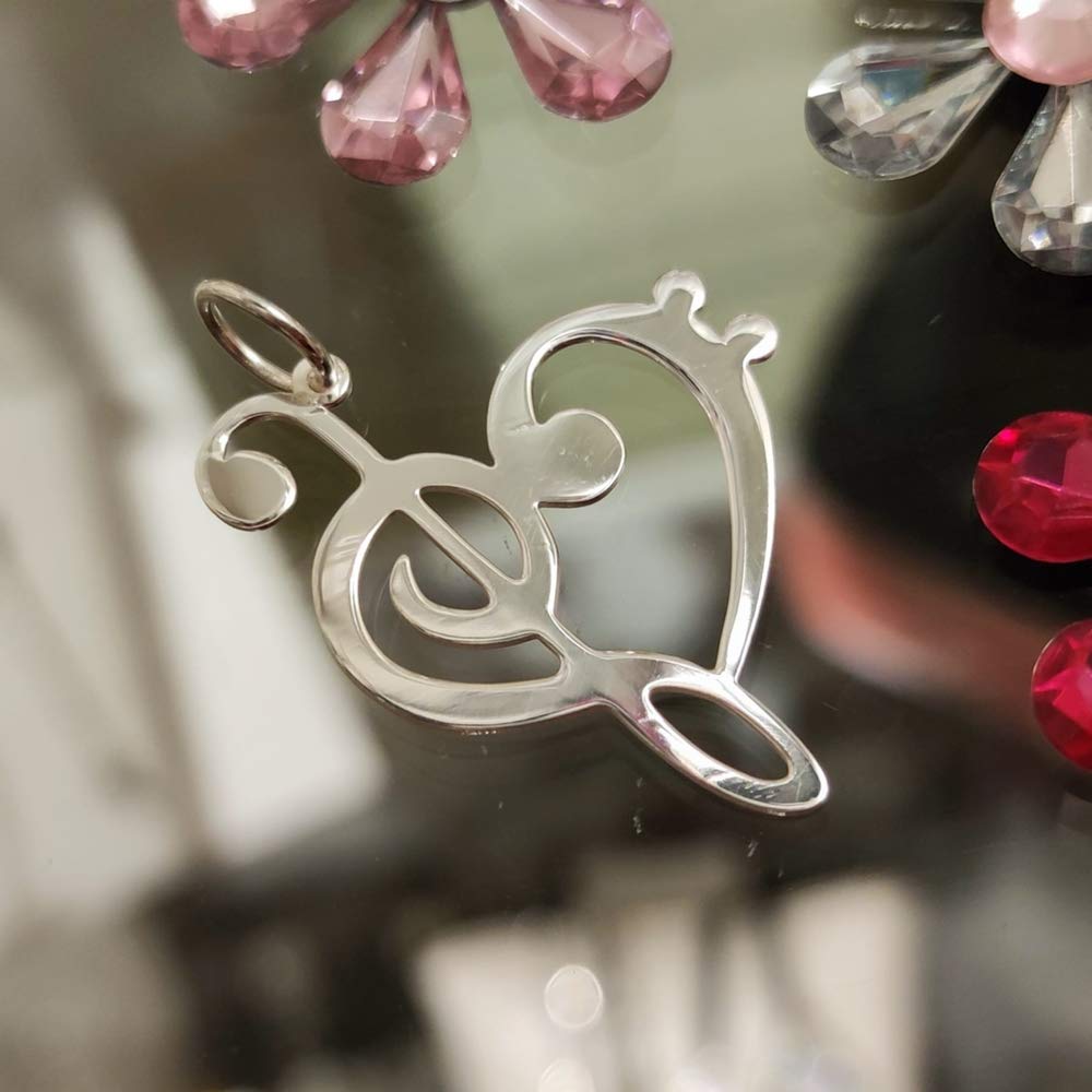 Ciondolo a cuore con chiavi da sole e in argento sterling 925, Argento, Nessuna pietra preziosa
