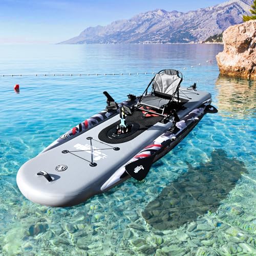 Inflatable Fishing Kayak for Adults - 1 Person, Pedal Drive, Folding, with Movable Seat, Hand Pump & Paddle & Oxford Bag, 410lbs Capacity - Thumbnail 6