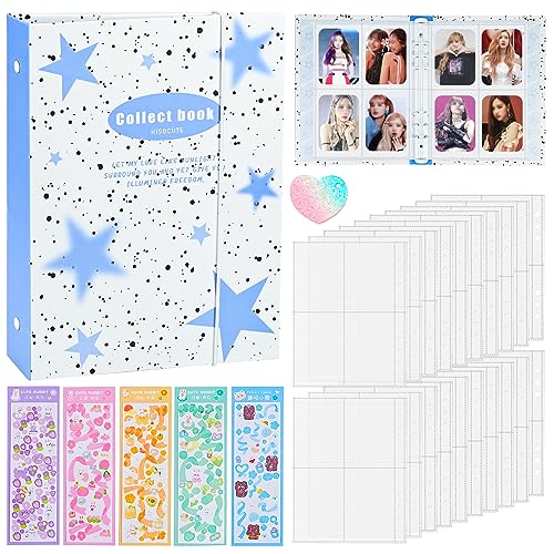 Álbum De Fotos A5, Portatarjetas De Fotos Kpop De 3 Pulgadas Con 20 Hojas, 4 Compartimentos Para Fundas De Fotos 160 Bolsillos , Funda Transparente, 5 Pegatinas De Colores, 6 Carpetas De Anillas,