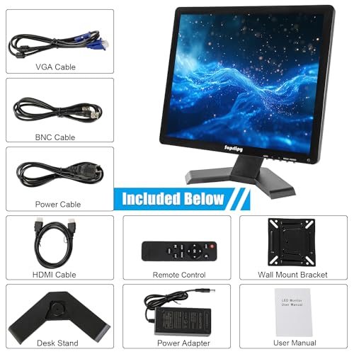 Image of 17 Inch TFT LCD Security CCTV Monitor 1280x1024 4:3 Resolution Color Display Screen with HDMI /VGA /AV /BNC /MIC USB Earphone Input Built-in Dual Speakers for Home Security Monitor Gaming