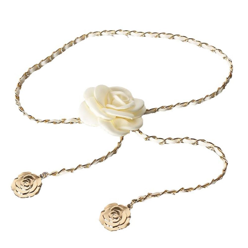Vestido de camelia con cadena de cintura fina para mujer, con falda, banquete, fiesta, cinturón para jeans, accesorios, regalos
