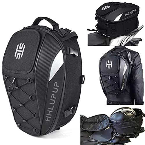Hhlupup Motorcycle Tail Bag Seat Helmet - 38L Motorcycle Backpack Waterproof Luggage Bags Waterproof Luggage Bags Motorbike Helmet Bag 25L-38L Large Capacity Dual Use Bag (White) #TOP28