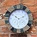 HH Home Hut Garden Wall Station Clock Slate effect Indoor Outdoor Temperature Humidity 35cm