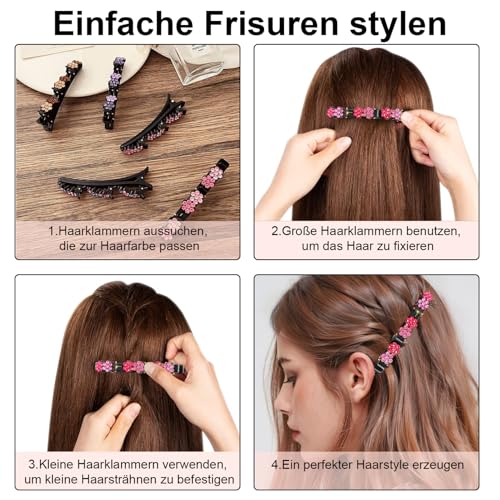 Hair Clip with Crystal Flower, Pack of 10 Hair Clips, Women's Hummingbird Hair Clip, Hair Clip with 3 Clips - Image 3