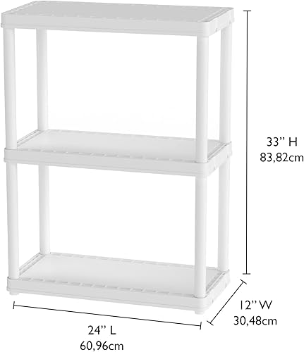 Miniatura 3 de Gracious Living Knect-A-Shelf - Sistema organizador de 3 estantes para el hogar, garaje, sótano y lavandería, color blanco