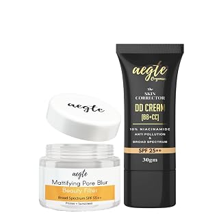 Aegte Organics Skin Corrector DD Cream & Mattifying Pore Blur Beauty Filter Primer + Sunscreen (Medium)