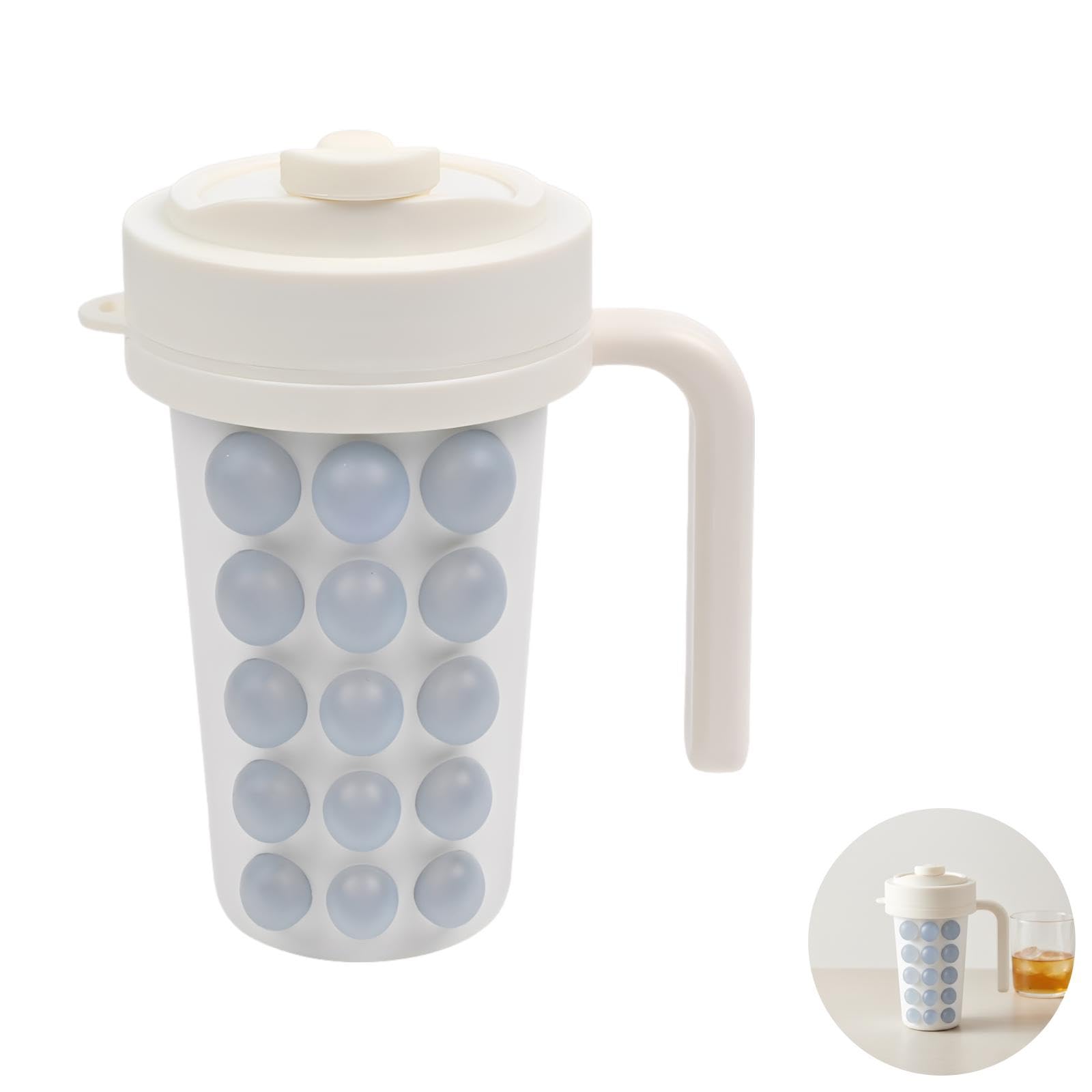 Eiswürfelbereiter-Becher mit flexibler Form und rundem Griff, tragbarer Cocktail-Eisbereiter für Whisky, Tee und Kaffee, Bubble-Design, gekühlter Trinkbecher für Zuhause, Outdoor-Camping und Party