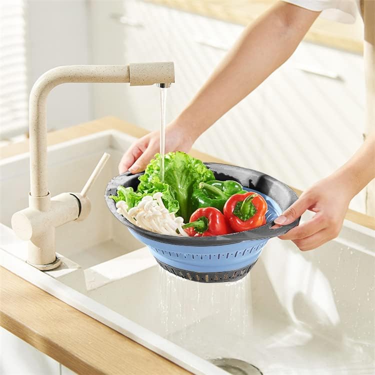 Miniatura 3 de Colador plegable, 2 coladores de silicona para alimentos, drenaje rápido, sin BPA, apto para lavavajillas, colador de pasta para drenar pasta,