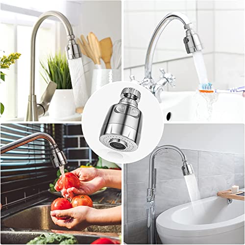 Image of YANCI Rotate Tap Aerator, ABS Swivel Water Saving Faucet with Filter for 22 /24MM Threaded Taps, Faucet Aerator Swivel Kitchen Sink with 2 Modes, Tap Extension Connection for Kitchen, Bathroom, Silver