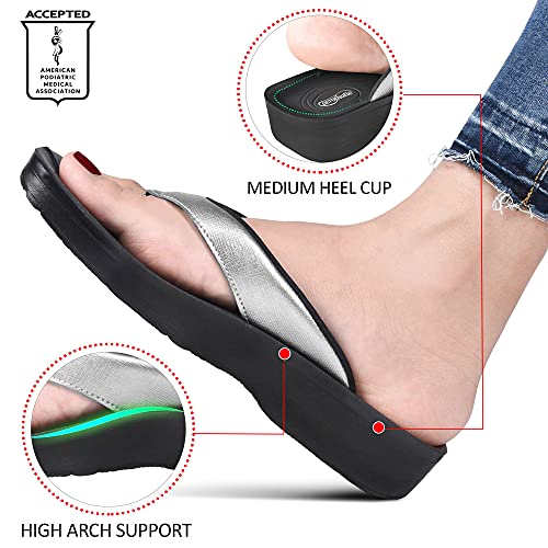 Aerothotic Women's Comfortable Orthotic Flip-Flops Sandal (Us Women 6, Matt Silver) #TOP2