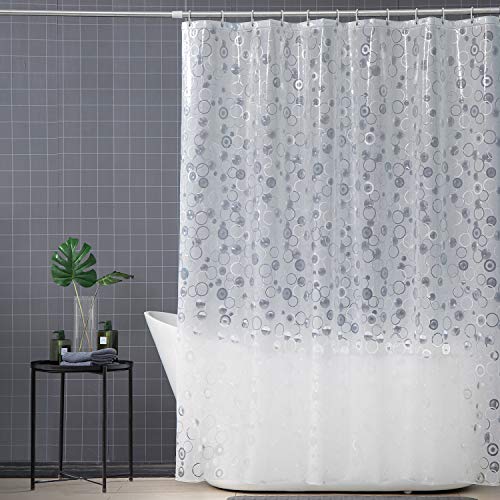 Arcedo Plastic Shower Curtain, Clear Shower Curtain Liner With Magnets, 8G Eva Shower Liner For Shower Stalls Or Tubs, Waterproof And Odorless Bathroom Accessories, 72 X 72 In, 3D Circle #TOP5