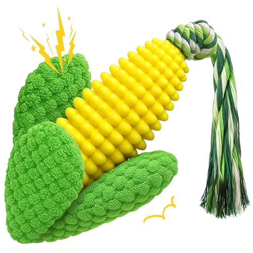 TOOPTATE Dog Chew Toys Squeaky Corn Dog Toys to Keep Them Busy Soft Durable Teething Toys for Medium and Large Dogs