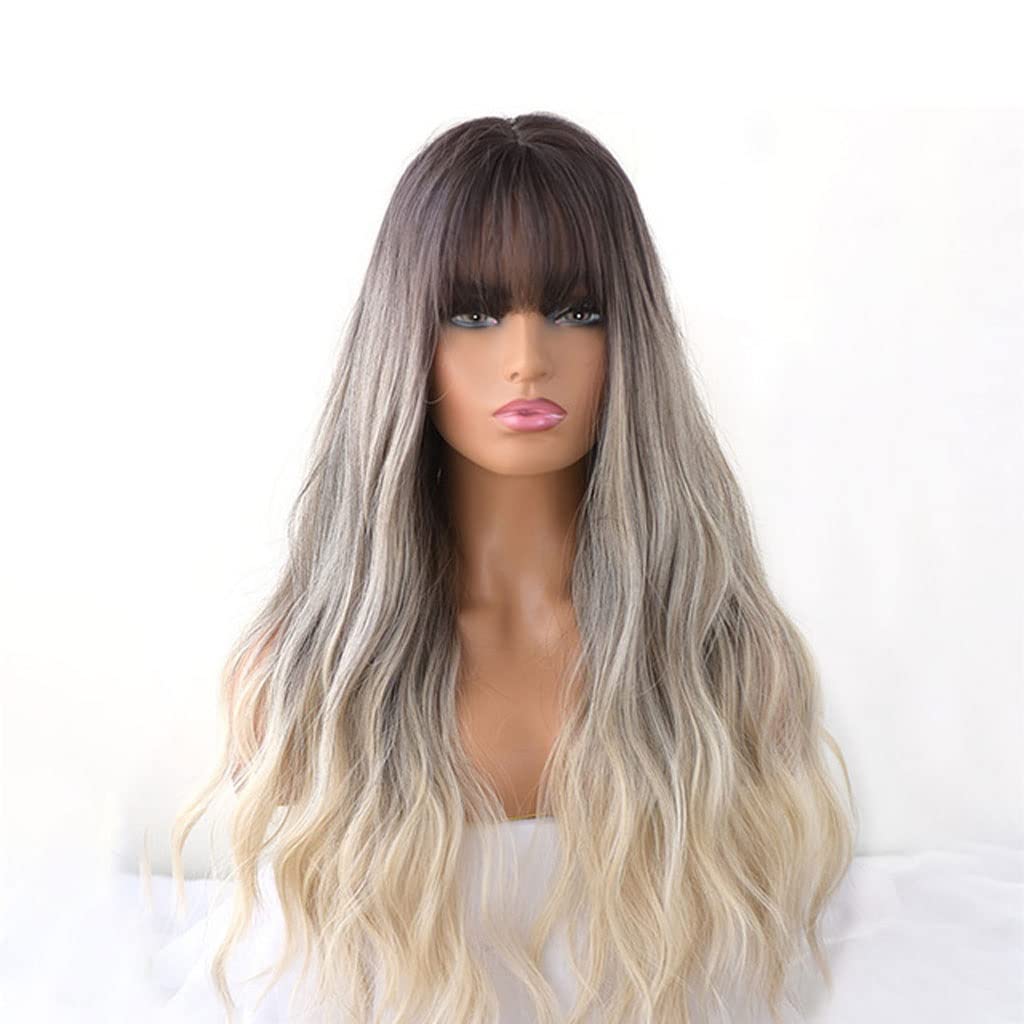 Perruque de remplacement cheveux longs rose pour masquer la perte capillaire