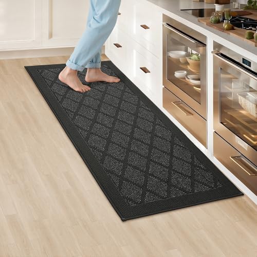 COSY HOMEER Kitchen Rug Non-Slip, Washable 24x60 Dark Grey