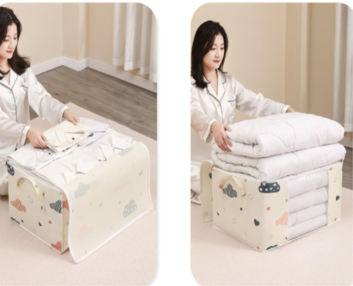 Bolsas Almacenaje Ropa Bolsas De Almacenamiento para Armario King Comforter Ropa Manta Organizadores Tela Pesada Ahorro De Espacio Organizador Armario para Edredones(A,60 * 40 * 30cm)