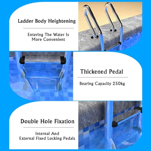 Escalera para piscina de acero inoxidable 3 pasos miniatura 3