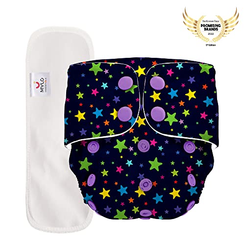 Image of Mylo Essentials Leak Proof Baby Cloth Diaper Combo (2 Diapers + 2 Inserts) for 3 Months to 3 Years Babies | Oeko Tex Certified Washable & Reusable Baby Cloth Diaper | Free Size